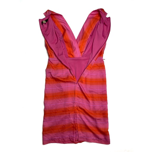 Anthropologie Eva Franco Striped Sheath Dress Orange Pink Sleeveless Size 4 - Picture 7 of 11